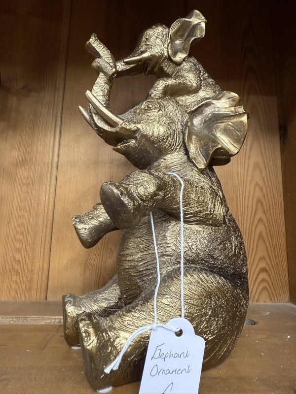Vintage Gold Elephant Mother and Baby Ornament